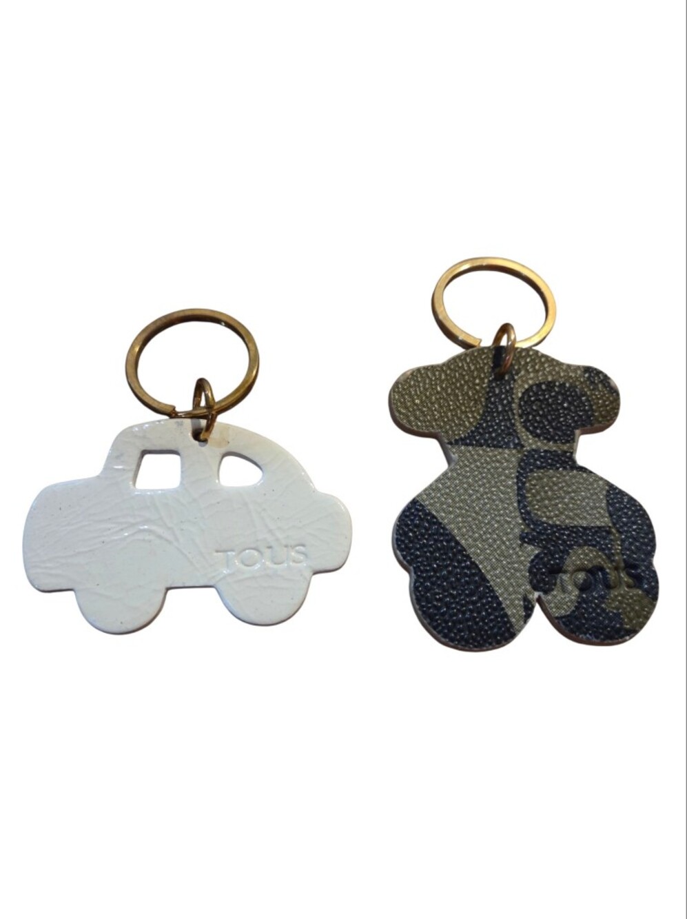 Tous - Set of 2 Keychains Large In Size Classic Cartoon Car & Camo Bear Preppy